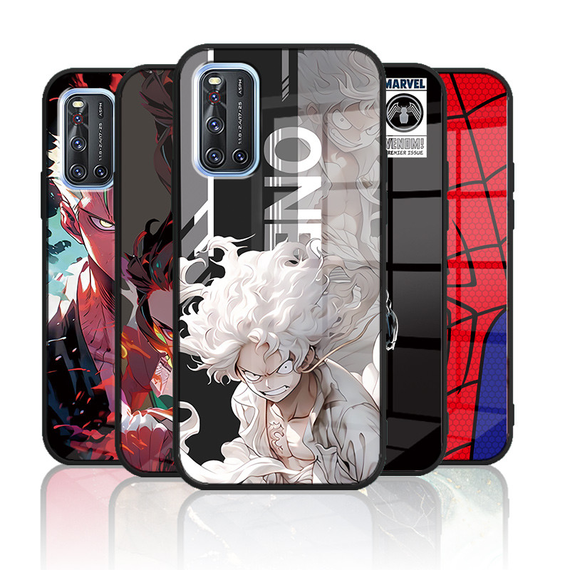 เคสกระจก Vivo V19 1933 เคสกระจกนิรภัย Hard Back Cover Soft Silicon Edge