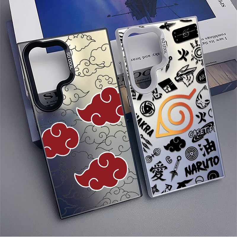 SAMSUNG สําหรับsamsung S30 S24 S23 S22 S21 S20 Ultra Plus FEแนวโน้มแฟชั่นอะนิเมะNaruto Uzumaki Akatsukiองค์กรที่มีสีสันFrostedเลเซอร์คลุมทั้งหมดPCกันกระแทกเคสโทรศัพท์