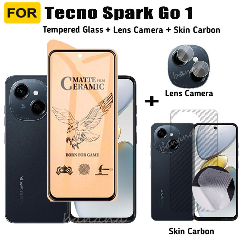 Tecno Spark Go 1 Ceramic Frosted Soft Film Tecno Spark Go 2024 ตัวป้องกันหน้าจอ 3 in 1 ตัวป้องกันเลนส์กล้อง