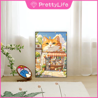 Pl Healing Fairy Tale Town 5D DIY เพชรทาสีคริสตัลรอบฝังเพชรชุดเพชรน้ําภาพวาดตกแต่งบ้าน 30x40 ซม.