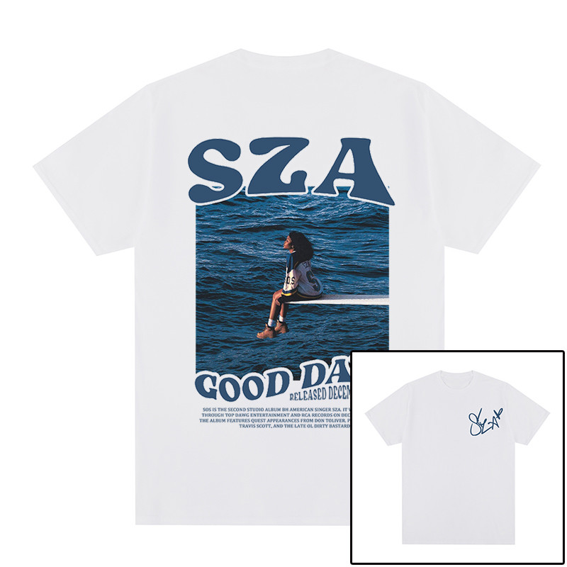 (จัดส่งตลอด 24 ชั่วโมง）Angle Official เสื้อยืด SZA-GOOD DAYS การพิมพ์ ลมอะนิเมะ เสื้อยืดคอตตอนลำลอง