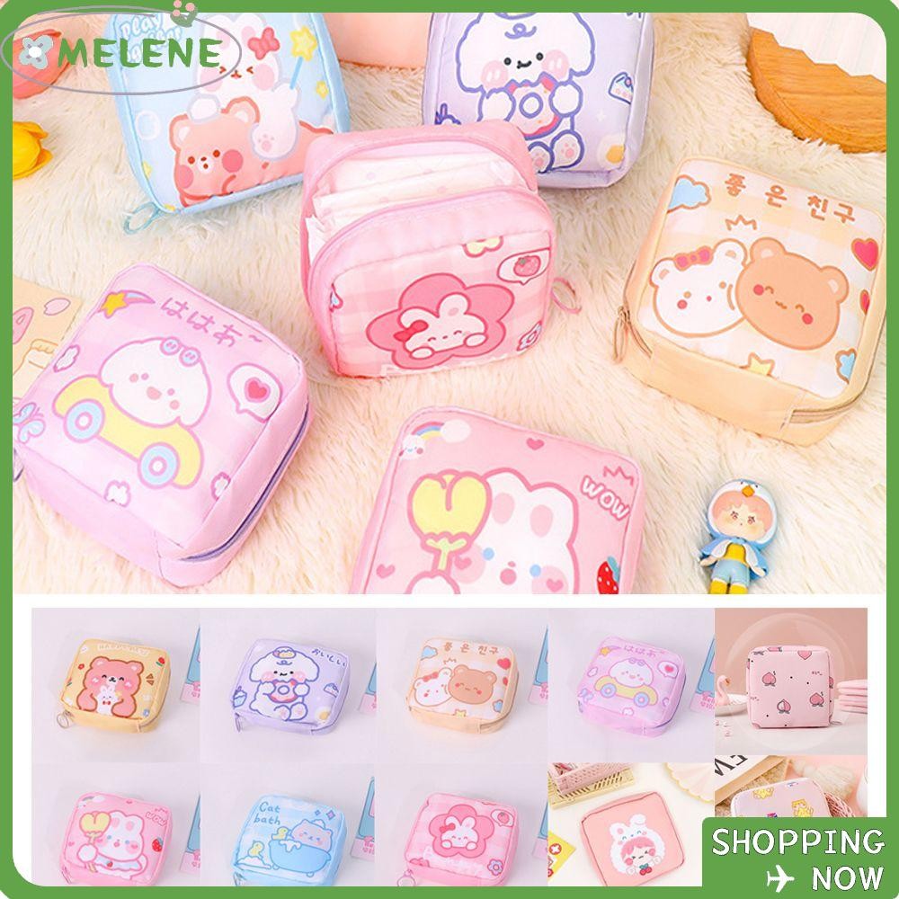Melene กระเป๋าเก็บผ้าอนามัยกระเป๋าใส่เหรียญแบบพกพาผู้ถือบัตรเครดิตแต่งหน้าออแกไนเซอร์กระเป๋าเครื่องสําอาง