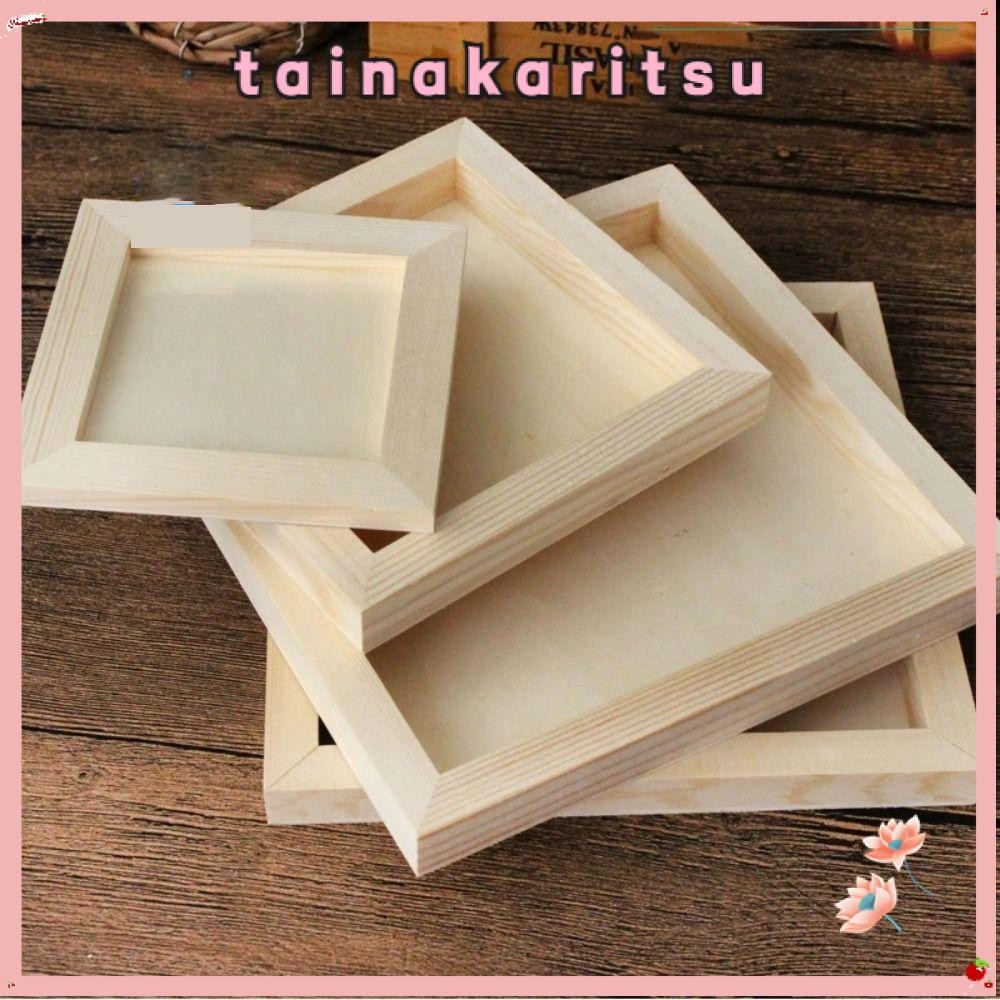 Tainakaritsu Blank Clay Frame, Cbacktive Wooden Picture Frame, Woodwork Party Decor DIY Multi Size Wooden Photo Holder Children Handcraft
