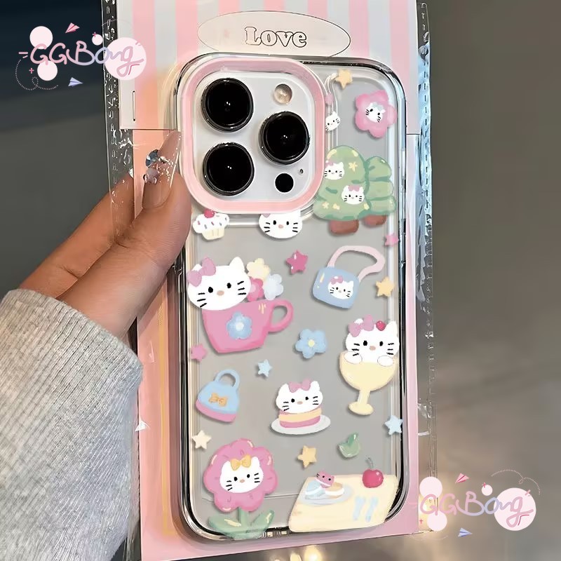 เคสใสลายการ์ตูนแมวเชอร์รี่สุดน่ารัก เคสไอโฟน11 7Plus 15 13 14 15 12 Pro Max XR X XS Max 14 15 6 6s 7 8 Plus เคส - รูปที่ 6