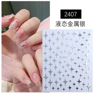 ใหม่สไตล์ ตัณหาบริสุทธิ์รักดาวนางฟ้าสติ๊กเกอร์ติดเล็บสีเงินสีขาวดาวสติ๊กเกอร์ติดเล็บ