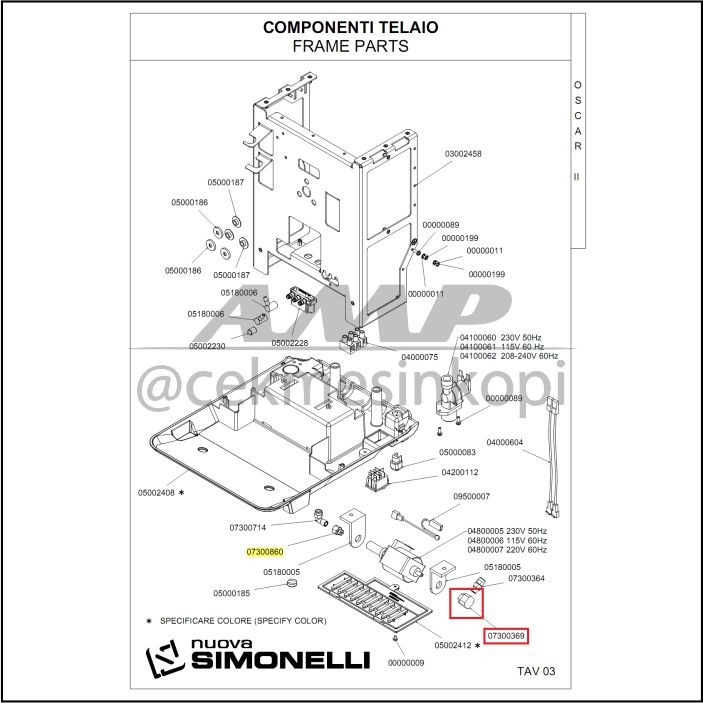 Nouva Simonelli Oscar I / Oscar II / Musica ULKA Pump Discharge Fitting Bar Ø 1/8 ตัวเมีย