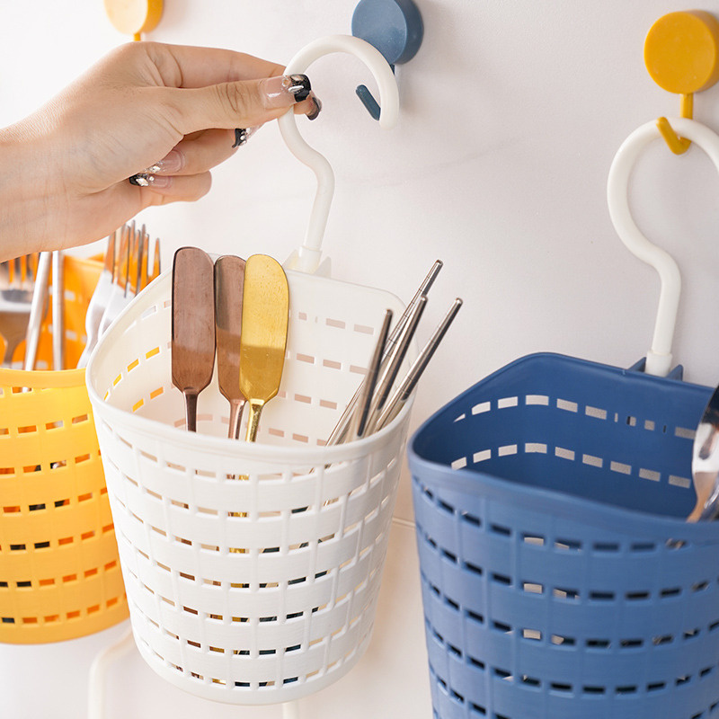 ตะกร้าระบายน้ําในครัวพร้อมตะขอ-ถังจับวัตถุ-เคสเก็บเครื่องสําอาง-ภาชนะเก็บเดสก์ท็อป-อุปกรณ์จัดระเบียบบ้าน-แขวนได้ประหยัดพื้นที่ - รูปที่ 6