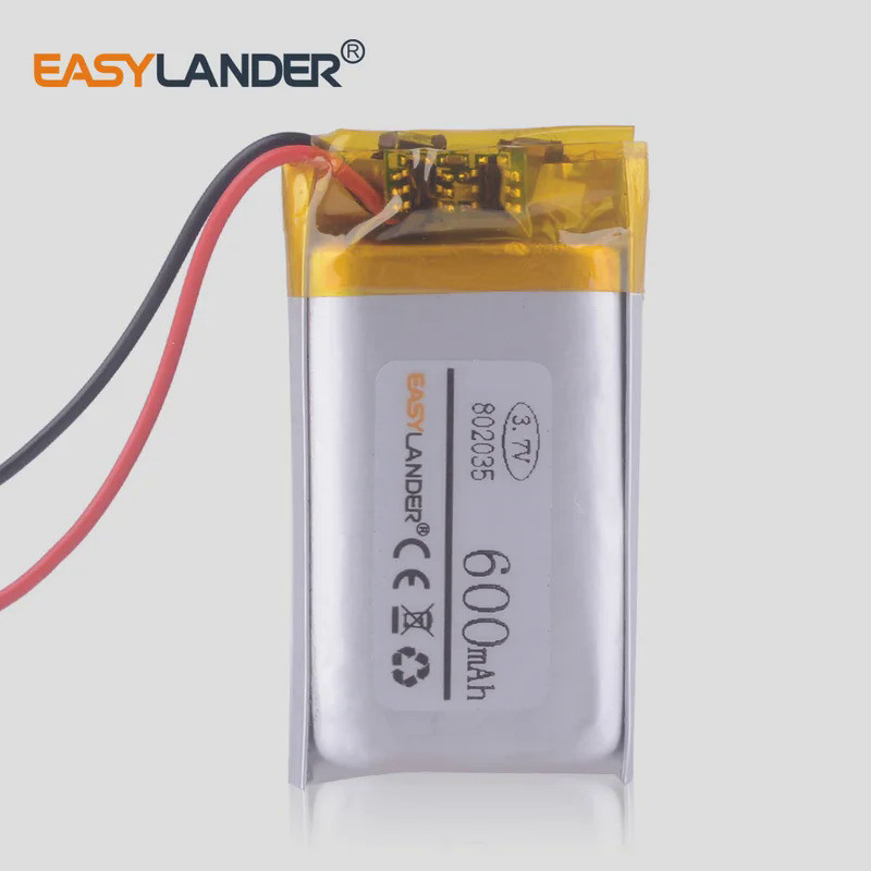 802035 3.7V 600mAh Lithium Polymer Battery 3.7Volt Li Po Ion Lipo Rechargeable Batteries For Dvd GPS