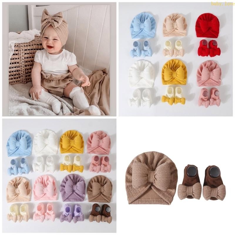 Blove * เด็กทารกอินเดียหมวกเด็กผู้หญิง Bowknot Cap ถุงเท้าชุดเด็ก Turban หมวก Socks