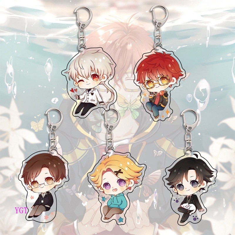 พวงกุญแจพร้อมโมเดลตัวละคร YGT ในเกม Mystic Messenger Yoosung Zenny 707 Jumin Saeran