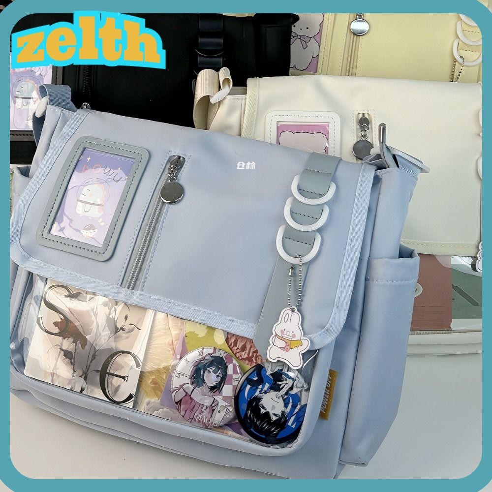 Zelth โปร่งใส Crossbody กระเป๋า,ญี่ปุ่นน้ําหนักเบา JK Ita กระเป๋า, 2024 Y2K DIY แผ่นจอแสดงผลกันน้ํา Harajuku กระเป๋านักเรียน