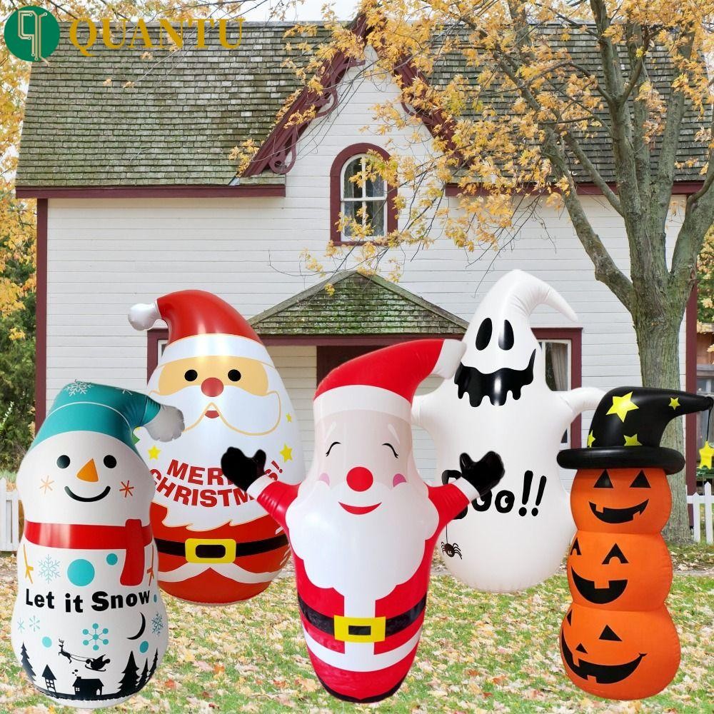Quantu Santa Claus Inflatable Tumbler,ฮาโลวีน Chrismas Snowman Inflatable รุ่น,คริสต์มาสตกแต่งฟักทองสูง PVC Ghost Inflatable รุ่น Tumbler ของขวัญสําหรับเด็ก