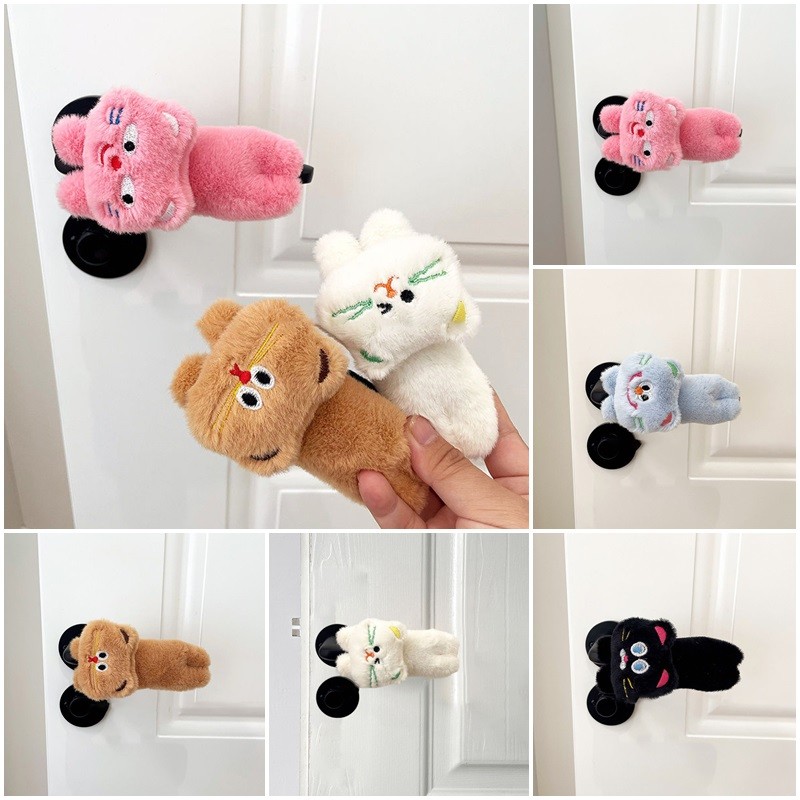Soft Plush มือจับประตูป้องกันการ์ตูนแมว Doorknob Cover ตกแต่งบ้าน