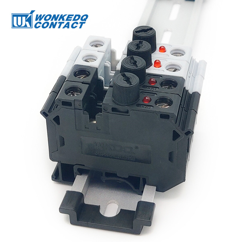 Uk10-drehsi พร้อม 0.5-10A ฟิวส์ 24 V/220 V LED Din Rail Terminal Block สกรูหมวก UK 10-DREHSILED