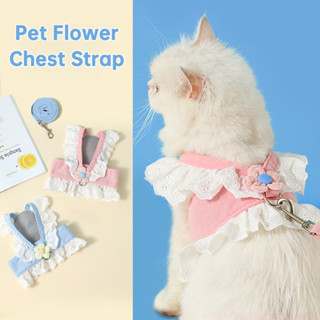 สายจูงสุนัขสัตว์เลี้ยงสายรัดหน้าอกแมวเสื้อผ้าดอกไม้สายรัดหน้…