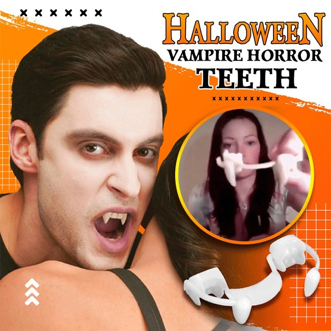 Retractable Vampire Fangs ฮาโลวีนแวมไพร์ Fangs ตกแต่งแต่งหน้าฟันปลอม Props DIY แวมไพร์ฟันปลอมคอสเพลย