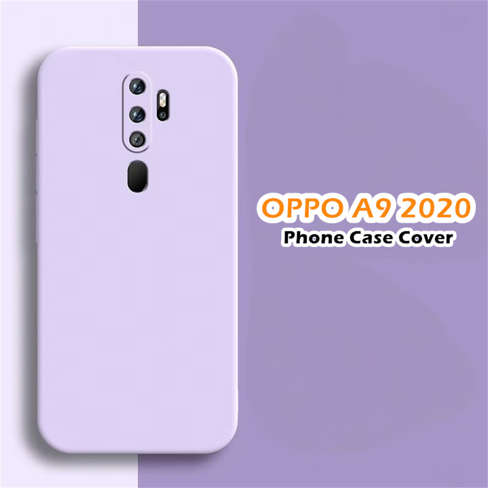 สําหรับ OPPO A9 2020 ฝาครอบซิลิโคนเต็มรูปแบบ Easy Classic Simple สีทึบ Live-action เคสโทรศัพท์ฝาครอบ - รูปที่ 2