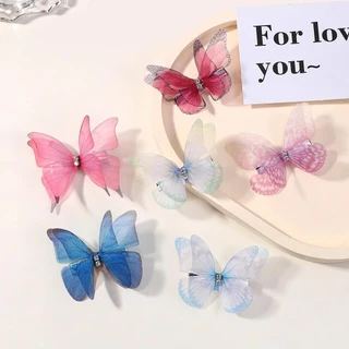 5pcs ใหม่น่ารักเจ้าหญิงตาข่าย Double-layer ผีเสื้อน่ารักสาว Hairpins เด็ก Headwear Hairgrip กิ๊บติดผมอุปกรณ์เสริมผม