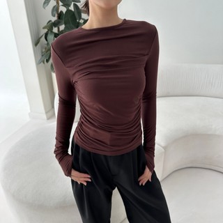 GINNY TOP - Atasan Wanita Lengan Panjang Kaos Korean Top Basic Baju Summer Knit Rib Long Short Sleeve Posha