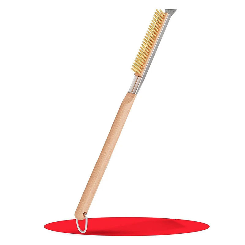 1 PCS Pizza Oven & Stone Brush With Scraper 21In - Clean Stone Between Every Bake Long, Wooden Handl