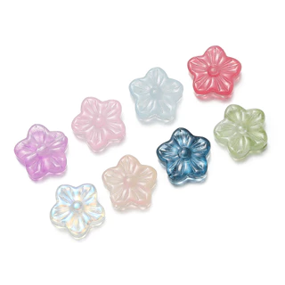 St. kunkka 10 ชิ้นลูกปัดดอกไม้แก้วโปร่งใสที่มีสีสัน Cherry Blossom ลูกปัดสําหรับ DIY สร้อยข้อมือสร้อยคอทํา