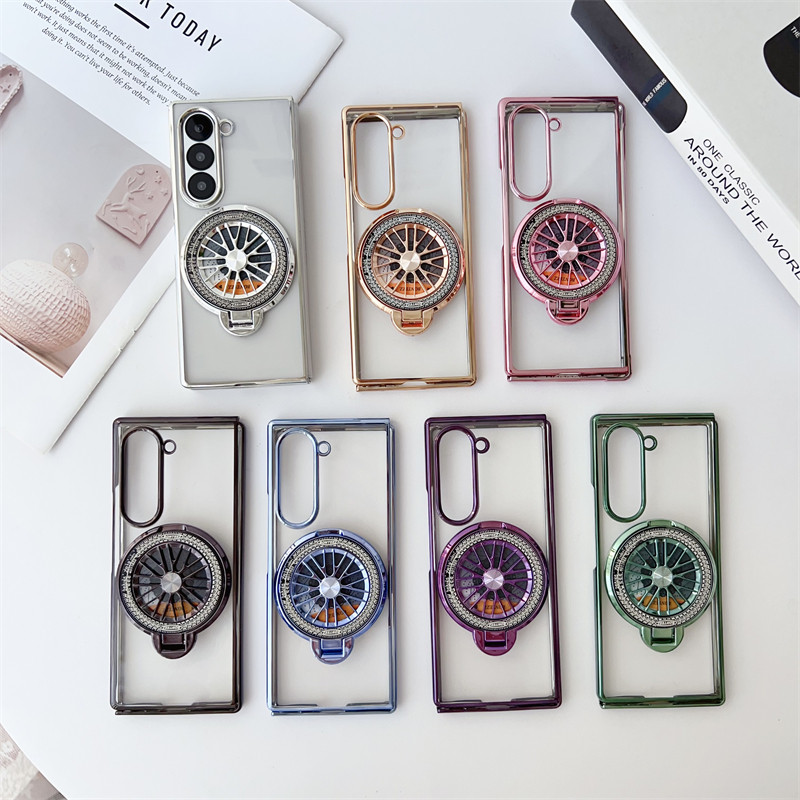 ปลอกแม่เหล็กหรูหราสําหรับ Samsung Galaxy Z Fold6 Z Fold5 Fold4 Fold3 Art Design Electroplated Classic Z พับ 6 5 4 3 พร้อมวงเล็บเคสโทรศัพท์