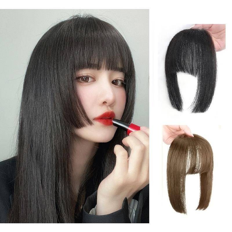 แฮร์พีชเจ้าหญิงตัดผมมนุษย์ 100% ขอบบาง สีดําธรรมชาติ สีน้ําตาล