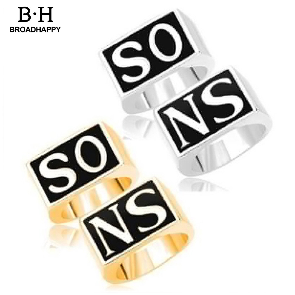 [BRO] 2 ชิ้น/เซ็ต Punk สแตนเลส Sons of Anarchy คู่แหวนนิ้วเครื่องประดับของขวัญ - รูปที่ 2