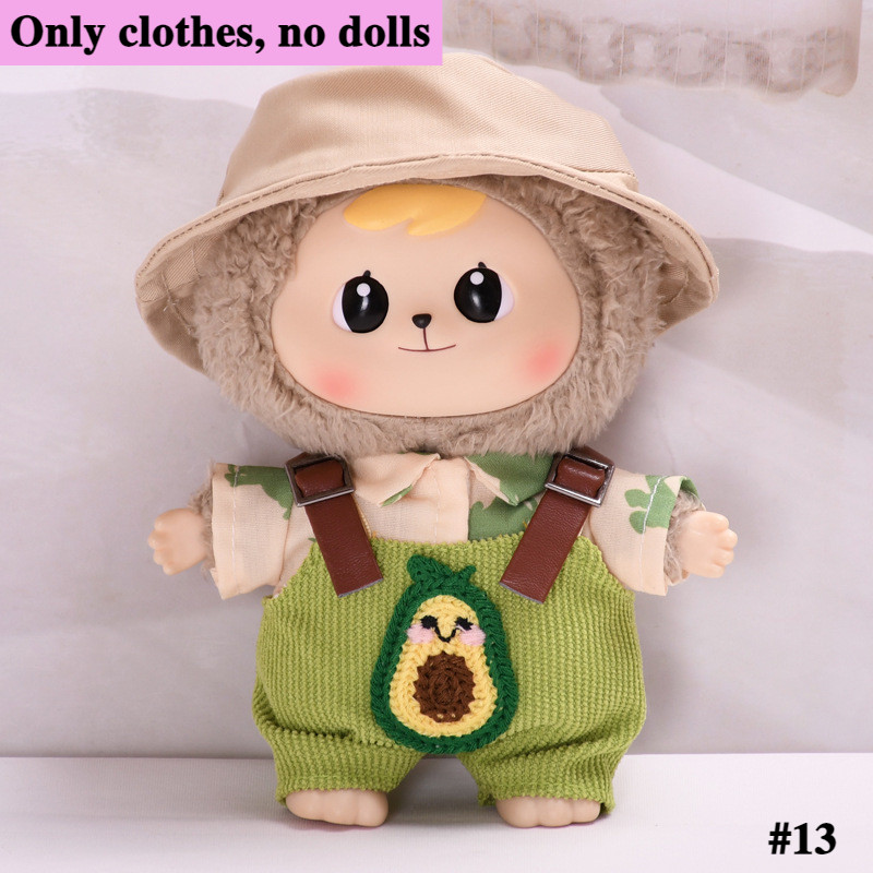 【ไม่รวมตุ๊กตา】เสื้อผ้า Bao-Ao/กางเกงเอี๊ยมอะโวคาโดสีเขียว+เสื้อ+หมวก,สําหรับ Bao-Ao/Labu V1 V2/Liila Lucky Cat/Ozai/Dora
