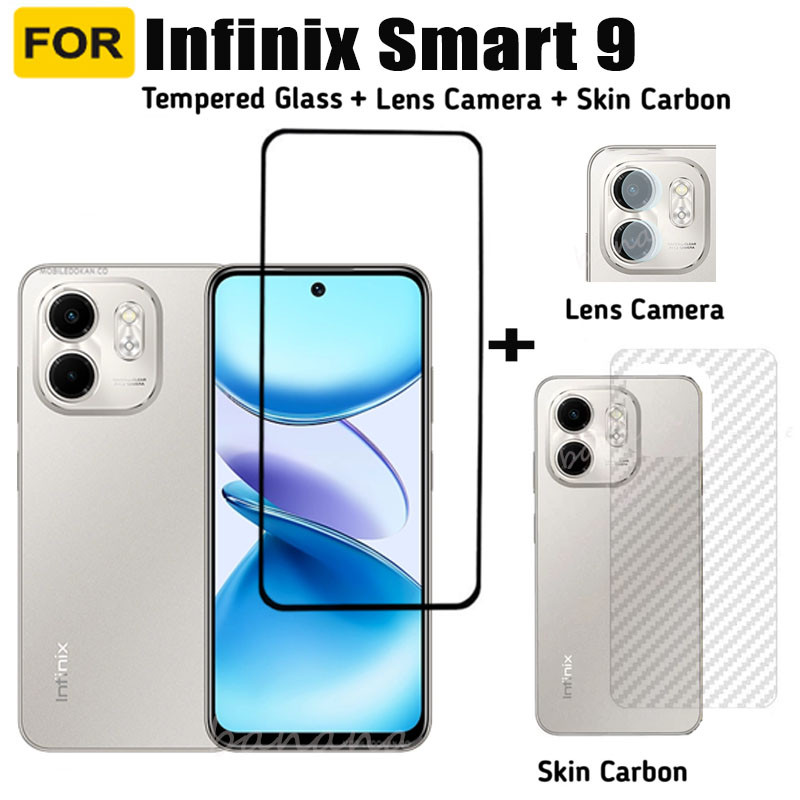 Infinix Smart 9 กระจกนิรภัย Smart9 Smart 8 Smart 8 Plus 8 Pro Smart 10 10 Plus ป้องกันหน้าจอเลนส์กล้อง + ฟิล์มด้านหลัง