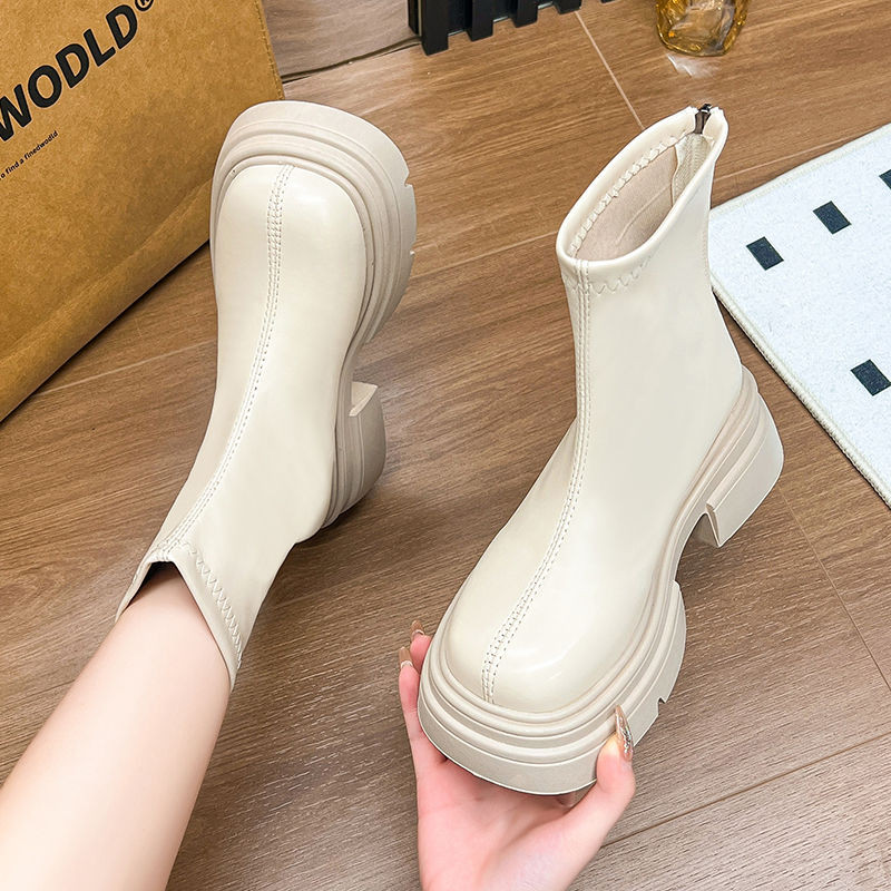 รองเท้าบูทสั้น Martin Boots All-Match Retro Zipper สไตล์ใหม่
