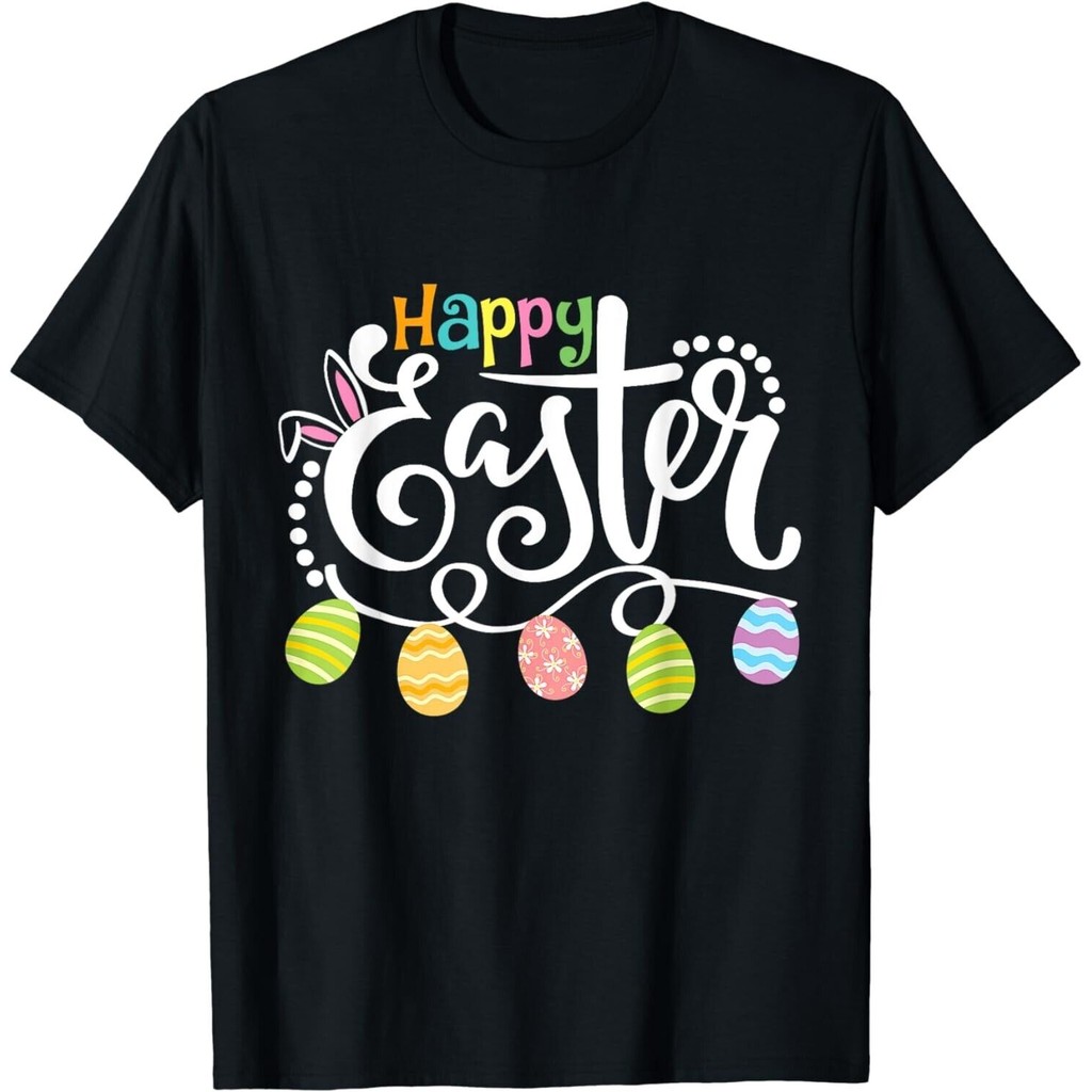 Happy Easter 2024 เสื้อ Easter Bunny Ears Easter Eggs Hunt เสื้อยืด Unisex