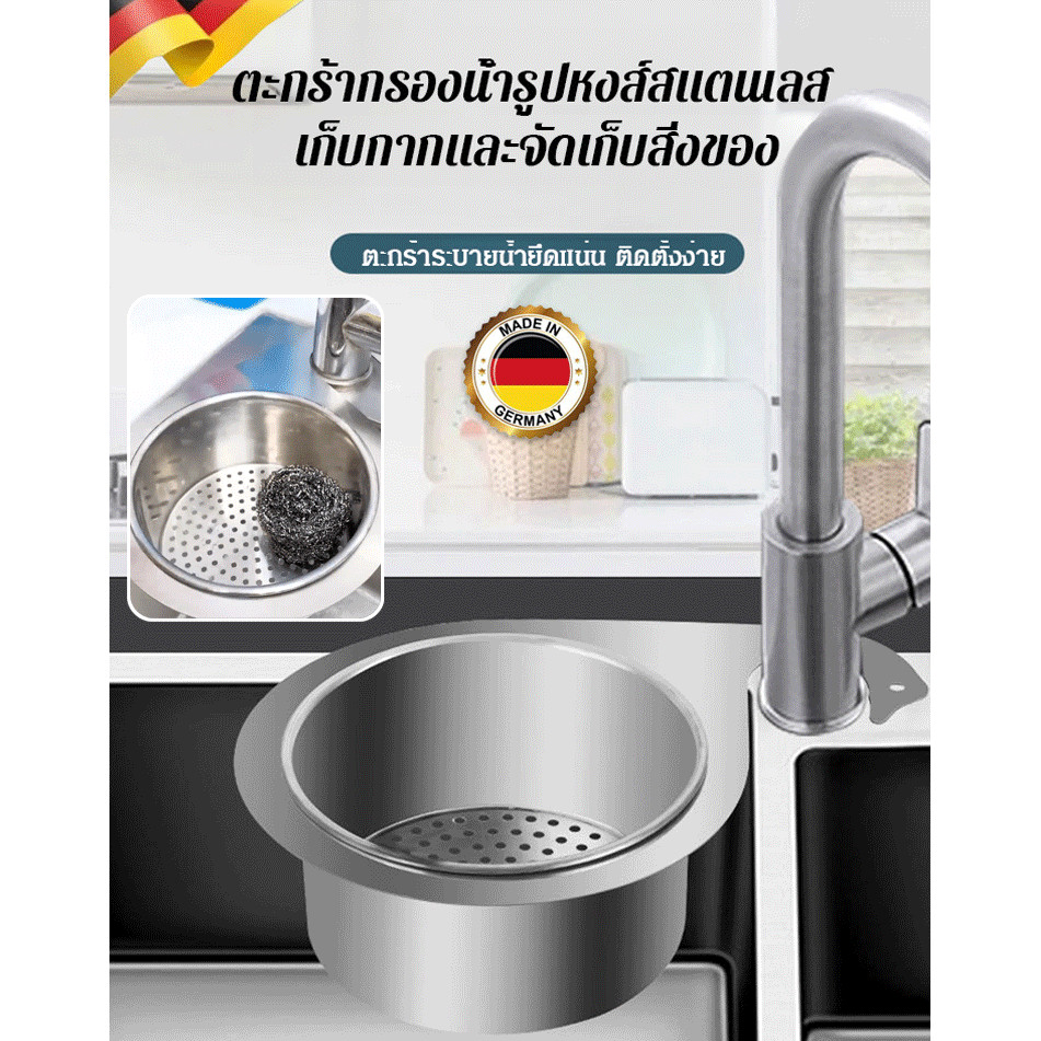 โปรโมชั่นราคาต่ำ Organize cleaning utensils draining rack Sink Drainer Basket rustproof Convenient storage