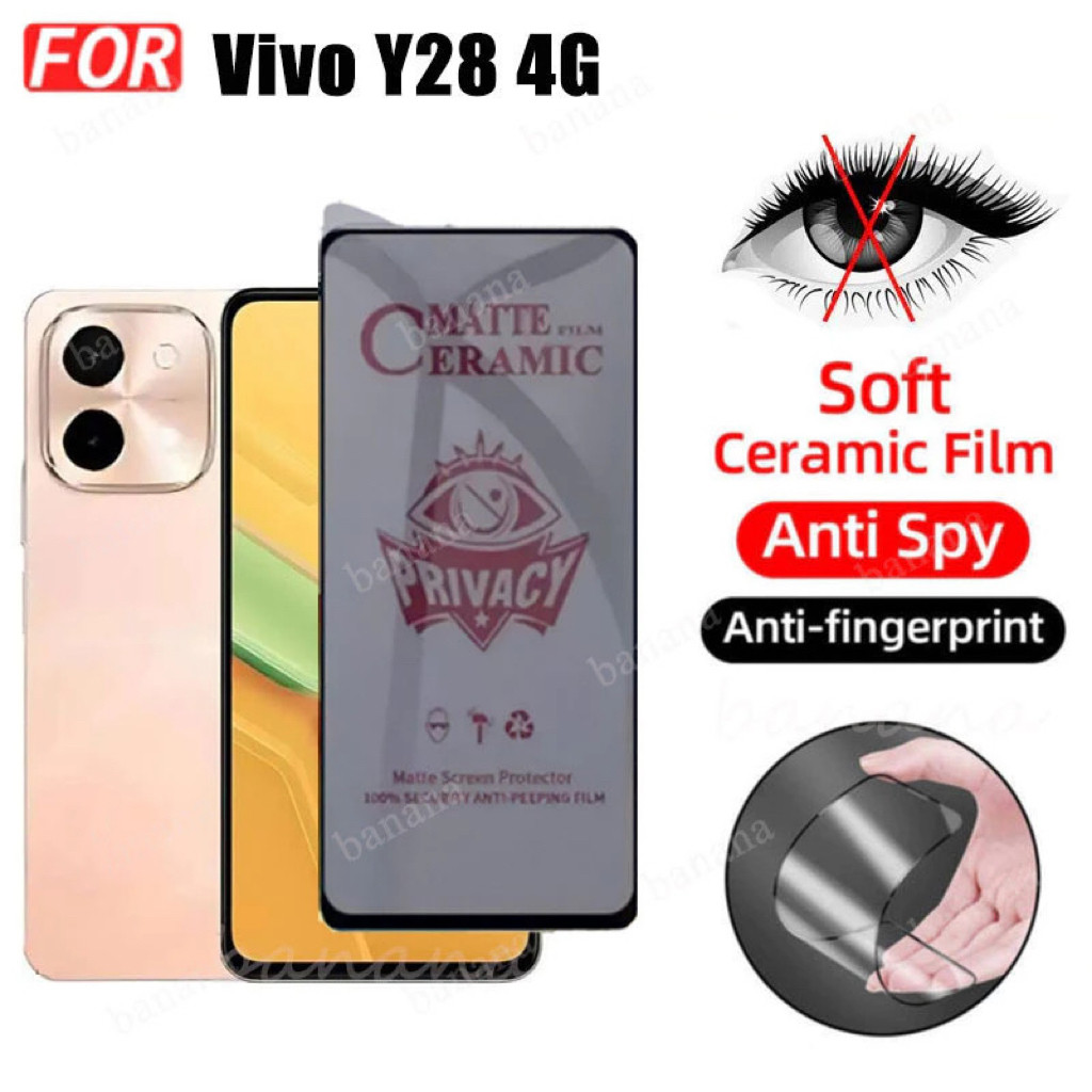 ฟิล์มกันเสือกเต็มจอ For vivo Y28 4G ฟิล์มเต็มจอ กันมอง กระจกกันรอย กันกระแทก