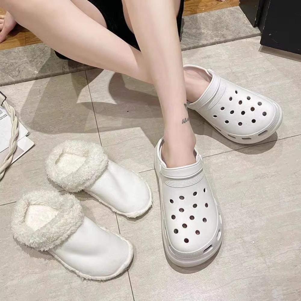 Lata 1 คู่ฤดูหนาวที่อบอุ่นรองเท้า, สําหรับผู้หญิงผู้ชาย Clog Fur Lining Plush แผ่นรองเท้า, Clogs ของขวัญเปลี่ยนรองเท้าแตะ Plush Liner