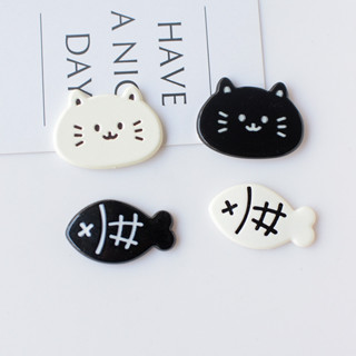 1ชิ้นวินเทจคลาสสิกสีดําและสีขาวปลาแมวรองเท้าหัวเข็มขัดเสน่ห์…