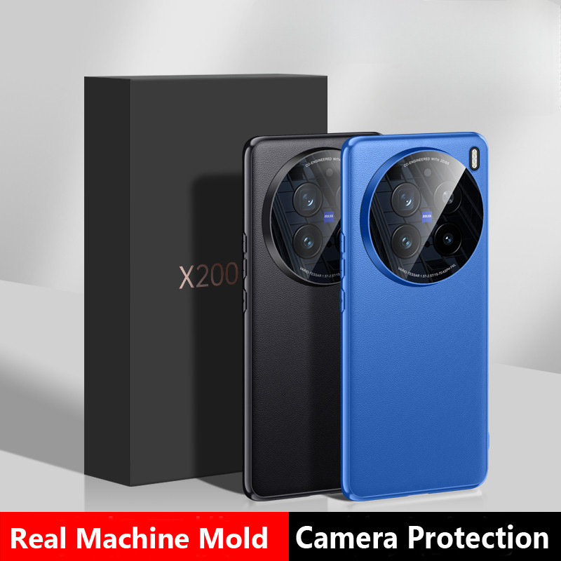 สําหรับ VIVO X200, X200 Pro กรณี ELVEV หรูหรา Ultrathin PU หนังธรรมดากล้องเลนส์ป้องกันฝาครอบโทรศัพท์