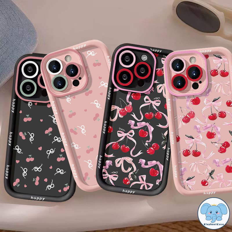 โบว์แฟชั่นน่ารักเชอร์รี่อ่อนเคส Oppo A16 A17 A54 A38 A12 A15 A57 A3s A78 A74 A5s A58 A16K A18 A17K A7 A55 A31 Reno 8T 6