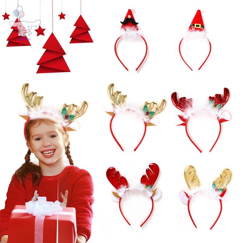 [San] ปีใหม่คริสต์มาสผม Hoop Xmas Elk Horn Bell เลื่อม Merry Christmas ตกแต่ง Party เทศกาลอุปกรณ์เด็กของขวัญ POP