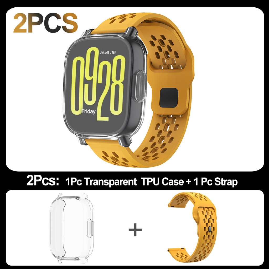 2 in 1 ซิลิโคน Breathable Band + TPU สําหรับ Redmi Watch 5 Lite สมาร์ทนาฬิกา Redmi Watch 5 Active สร้อยข้อมือเปลี่ยนสายคล้อง