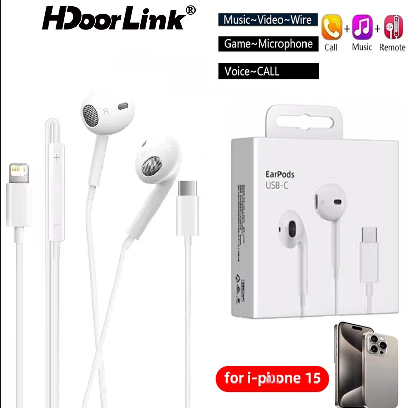 Hdoorlink สําหรับ Aple IOS 16 15 14 13 Pro High-Fidelity ชุดหูฟังแบบมีสาย Type-C IOS เหมาะสําหรับ Samsung Pad แท็บเล็ต