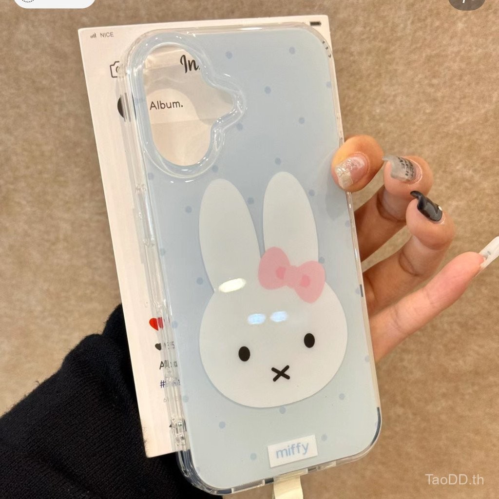เคสมือถือสำหรับ iPhone x XS XR xsmax 11 12 13 14 15 16 Pro Max PLUS มิลค์บลูเวฟลายจุดกระต่ายเคสนิ่มหุ้มทั้งเครื่องกันกระแทกกันกระแทกเคส vqon