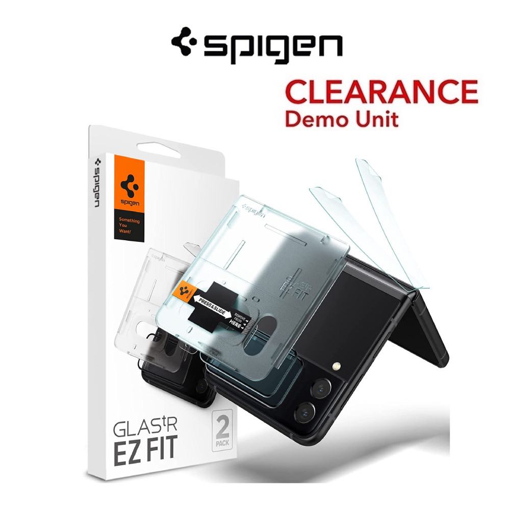 [การกวาดล้างหน่วยสาธิต] [1 แพ็ค] Spigen Samsung Z Flip 4 กระจกนิรภัย EZ Fit + ฟิล์มกันรอยฟิล์มบานพับ