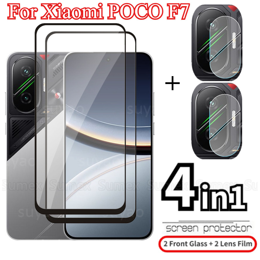 4in1 กระจกนิรภัยสําหรับ Xiaomi POCO F7 5G 2025 ป้องกันหน้าจอฟิล์มกล้องเลนส์ป้องกันฟิล์มฝาครอบ Mi POC