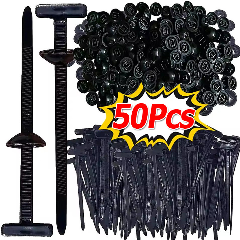 10/30/50Sets Self-Locking Nylon Cable Ties / Heavy-Duty Auto Engine Guard Fasteners Clip