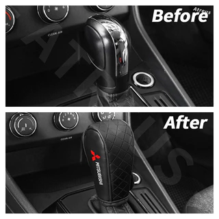 Mitsubishi หุ้มคันเกียร์รถยนต์ PU ปลอกหนัง Shift Handle ฝาครอบ กันลื่น ที่ทนต่อการสึกหรอ Shift Knob ตกแต่งฝาครอบป้องกัน สำหรับ Mitsubishi Lancer EX Triton Xforce Xpander Cross Attrage Mirage Outlander Pajero Sport ASX
