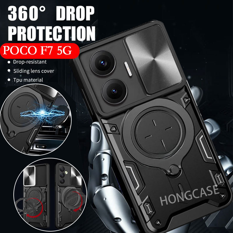 เคสโทรศัพท์สําหรับ Xiaomi Poco F7 Redmi Turbo 4 Pro Ultra 5G 2025 สไลด์หน้าต่างกันกระแทกกันชน Bracke กล้องปกป้องปลอกฝาครอบ