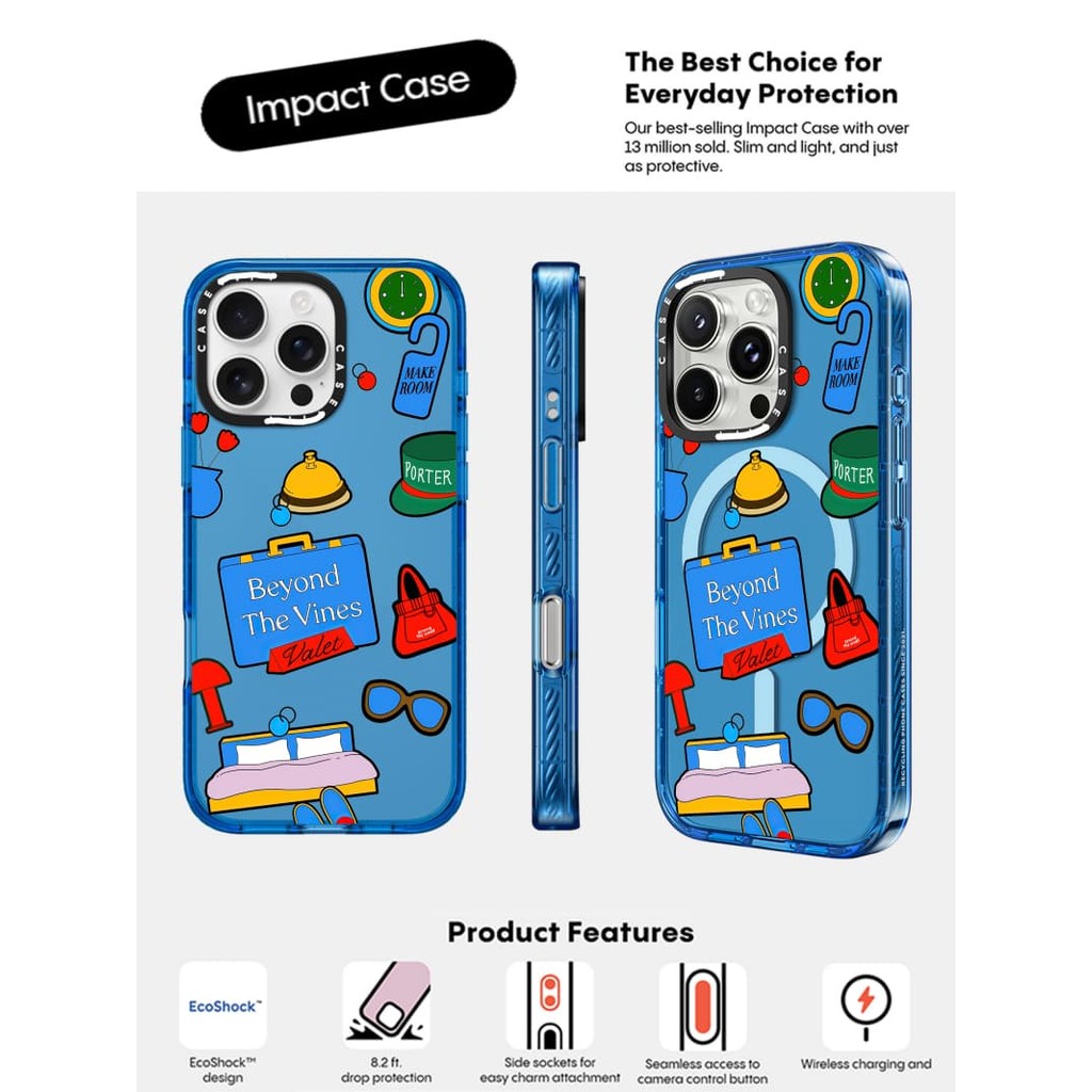 CASECASE X Beyond The Vines Elements Case Sky Blue Color Clear Hard Magnetic Vacuum Impact Case สําห