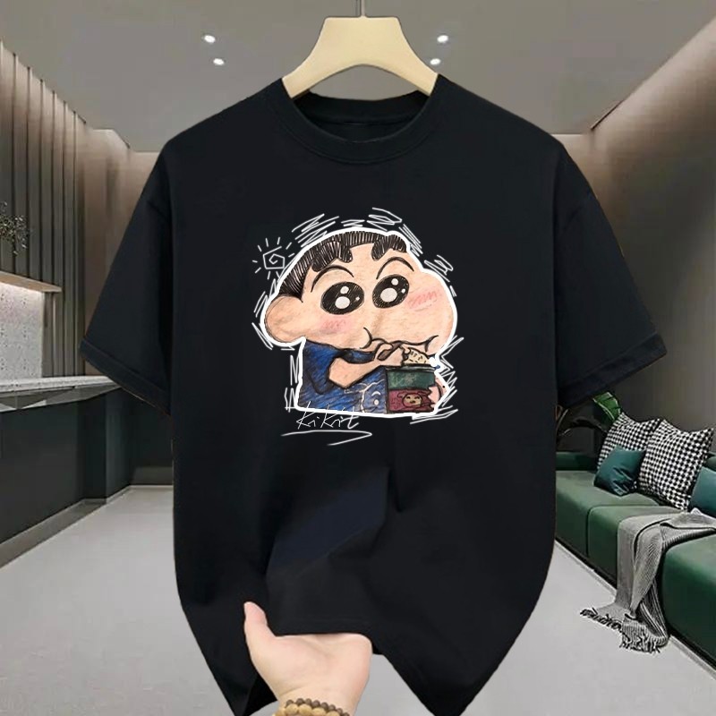 เสื้อยืดผู้ชายคอกลม แขนสั้น สกรีนลายการ์ตูนสุดฮิต เสื้อยืดสตรีทแฟชั่นผู้ชาย เสื้อผู้ชายคนอ้วน โอเวอร์ไซส์ เนื้อผ้านุ่ม