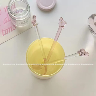 ช้อนคนผสมเครื่องดื่ม ช้อนคนกาแฟแก้วทนความร้อนสูง สไตล์ins โบว์🎀น่ารัก แก้วโบโรซิลิเกต พร้อมส่ง